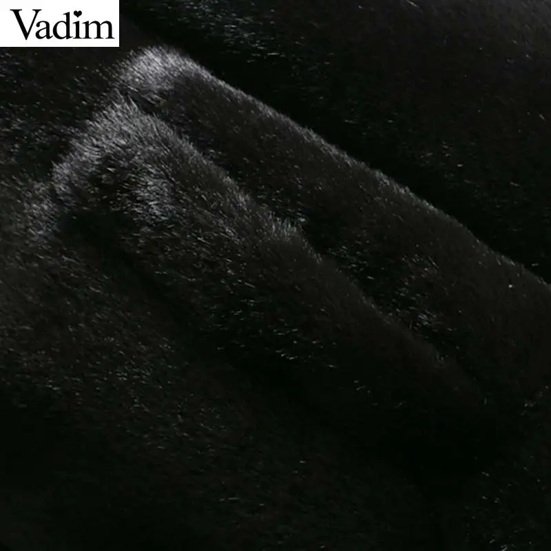 Женское элегантное платье vadim, теплые меховые пальто на молнии с карманами, куртки на кулиске, женская верхняя одежда, одноцветные свободные топы CA597