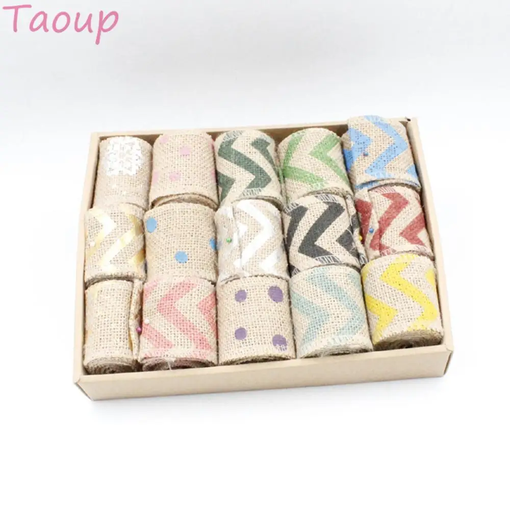 

Taoup 6cm*2m Colored Burlap Toile De Jute Chemin De Table Jute Stripe Snowflake Dot Ficelle Jute Rustic Wedding Decor Accessorie