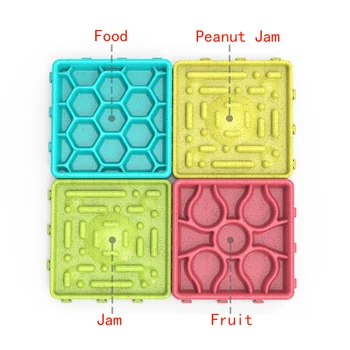 

Dog Feeder Slow Dog Lick Mat With 4 Cup Suction14CM*14CM Stick to the Wall and Floor Dog Food Bowl Cat Pet Accessories