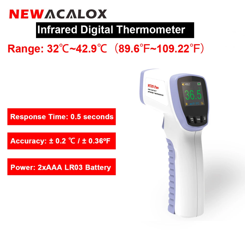 

NEWACALOX Non-contact Temperature Tester Infrared LCD Display Digital Thermometer IR Laser Point Gun Temp Tester