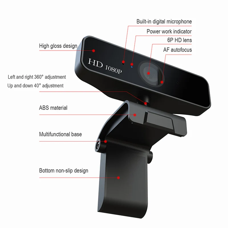

HD Auto Focus Camera 2 Million Pixels 1080P for Video Call Laptop PC Computer Accessories AS99