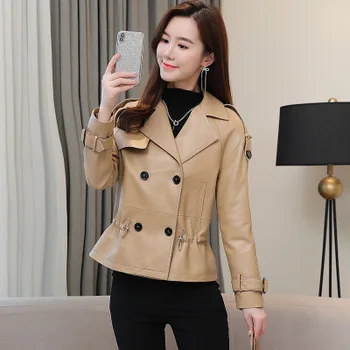 

2020 Women New Fashion Genuine Real Sheep Leather Jacket R45