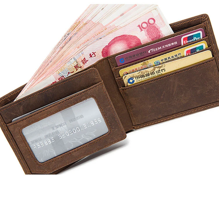 EXCELSIOR Vintage Men's Wallet High Quality Genuine Leather Man's Bag Solid Card Position Coffee Clutch Wallet cartera hombre
