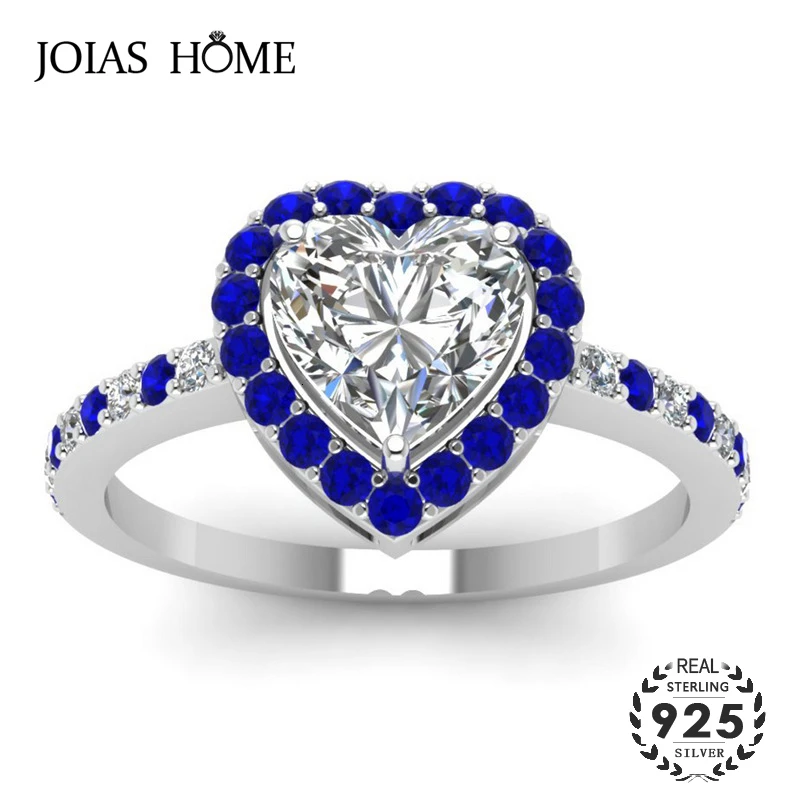 JoiasHome 925 Серебряные кольца модные ювелирные изделия с цирконием в форме сердца драгоценные камни женское кольцо свадебный подарок Размер 6-10