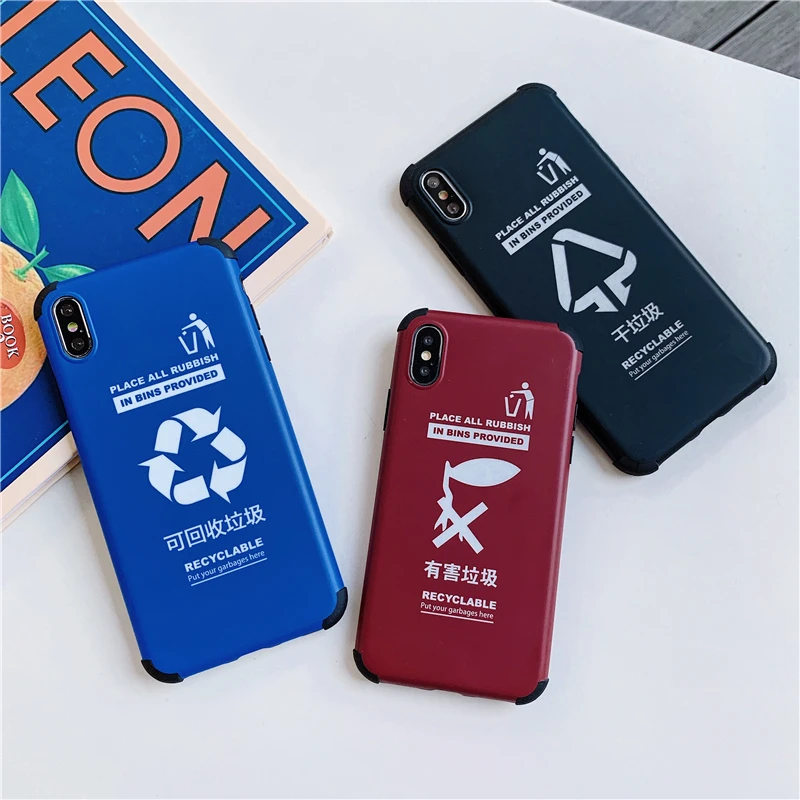 

personality Creative Trash can Couple Phone Cover Case For Iphone X 11 pro Xs Max Xr 10 8 7 Plus Luxury Soft cases Coque Fundas