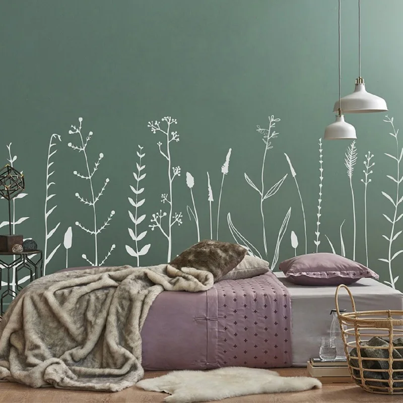 Wild Flowers Wall Decal Fake Meadow Decal, Vinyl Wall Decal, Living