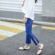 Джинсы для девочек летние тонкие штаны для девочек весенне-летние детские штаны в западном стиле для малышей Брюки-клеш для больших детей Weila