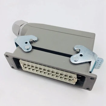 

New Rectangular H24B-He-024-1 Heavy Duty Connectors Power 24 Pin Cores Line 16A 500V Screw Feet Aviation Plug Socket,139x43x72Mm