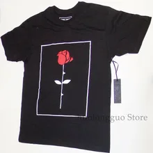 black shirt with red roses