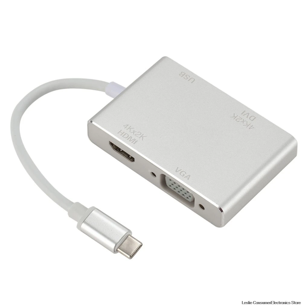 4 в 1 многофункциональный конвертер тип-c к HDMI VGA DVI USB3.0 видео конвертер адаптер «Папа-мама» дропшиппинг
