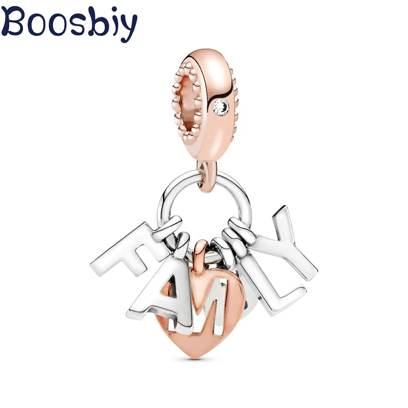 Boosbiy-cuentas familiares con letras para mujer, accesorio Original de marca, Dijes, Pulsera, joyería, 2 uds.