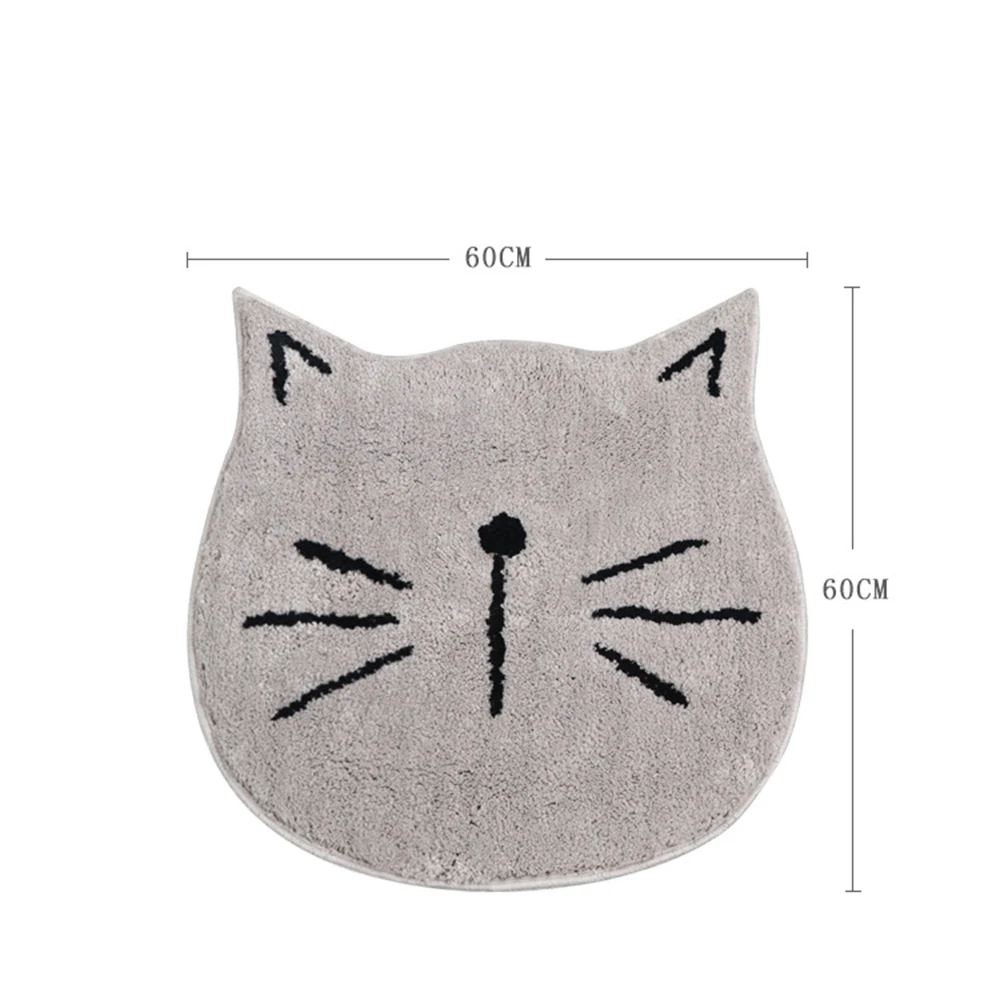 Cute Soft Skin Gray Cat Shape Floor Mat Anti-slip Floor Kitchen Carpet Toilet Tapete Water Absorption Non-slip Rug Porch Doormat