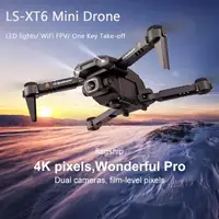 LSRC-Mini Dron LS-XT6 4K/1080P HD, cuadricóptero con cámara Dual, Wifi, Fpv, mantenimiento de altitud, plegable, 2,4 GHz, regalo de Navidad para niños