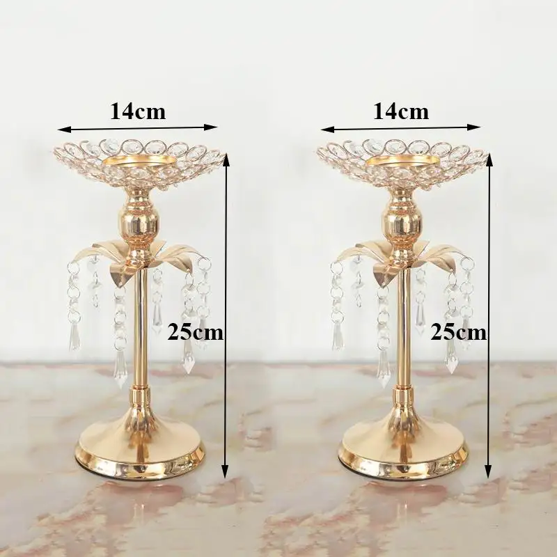 2pcs 25cm Арахисовый Золотой хрустальный подсвечник, свадебное украшение, стол, центральные канделябры, для дня рождения, для вечеринки, держатель для цветочной вазы, домашний декор - Цвет: 2pcs 25cm