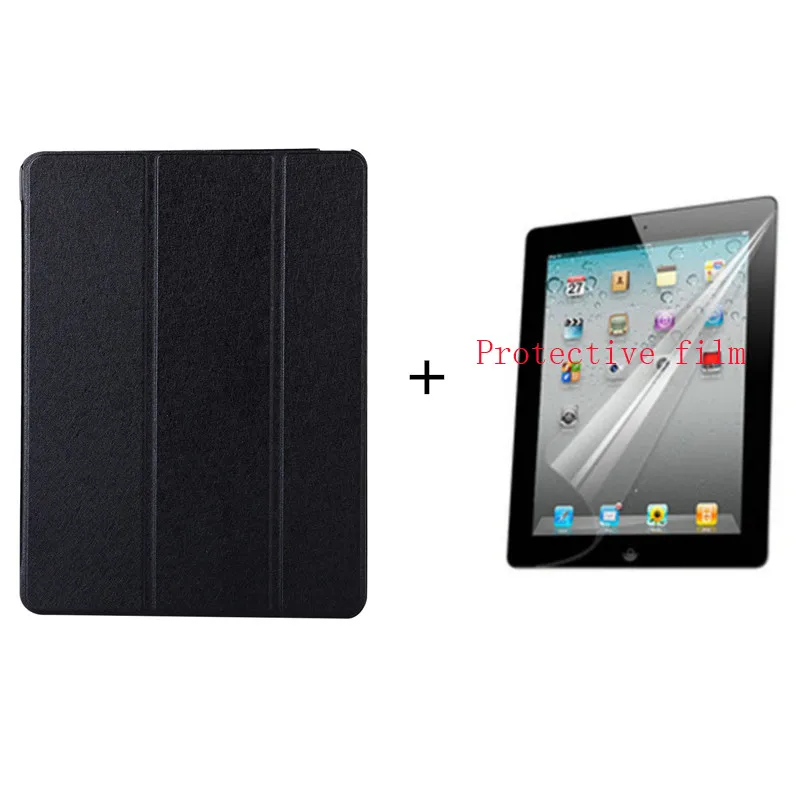 black and film Модный прозрачный защитный чехол КРЫШКА ДЛЯ samsung Galaxy Tab A 8,0 SM-T380 T385 PU ультра тонкий Смарт Флип Стенд кожаный чехол+ ручка+ Защитная пленка на экран - Цвет: black and film