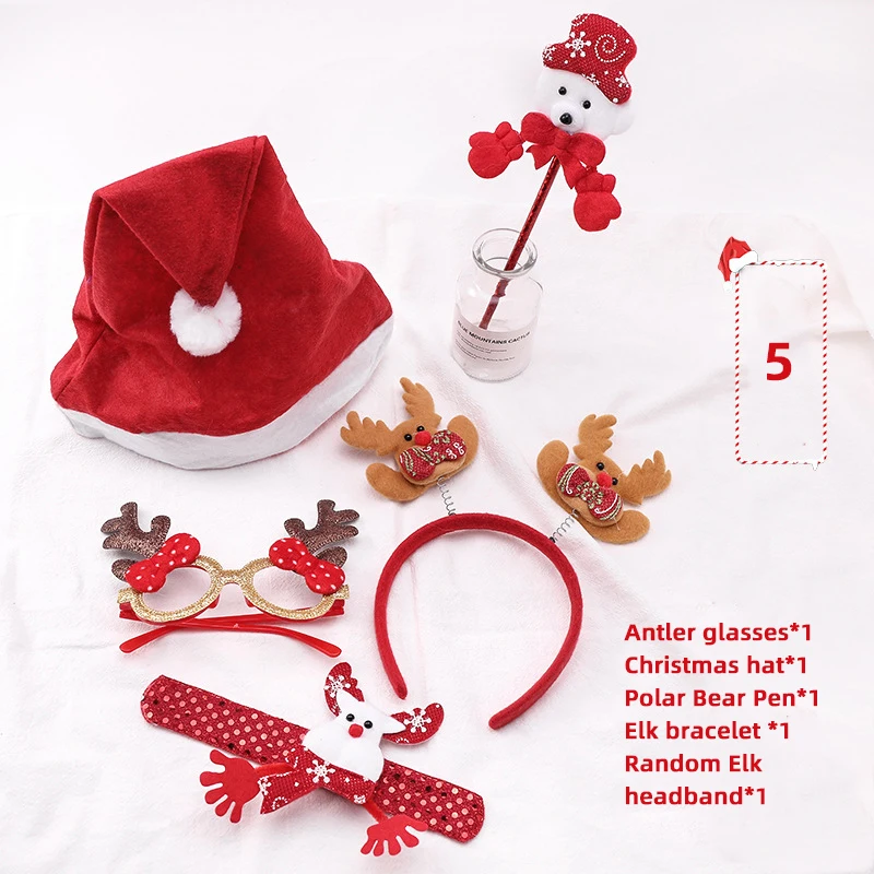 Levao 5 шт. рождественские наборы детские женские смешные рождественские шапки оленьи рога повязка на голову Симпатичные повязки для волос аксессуары для волос для девочек - Цвет: E