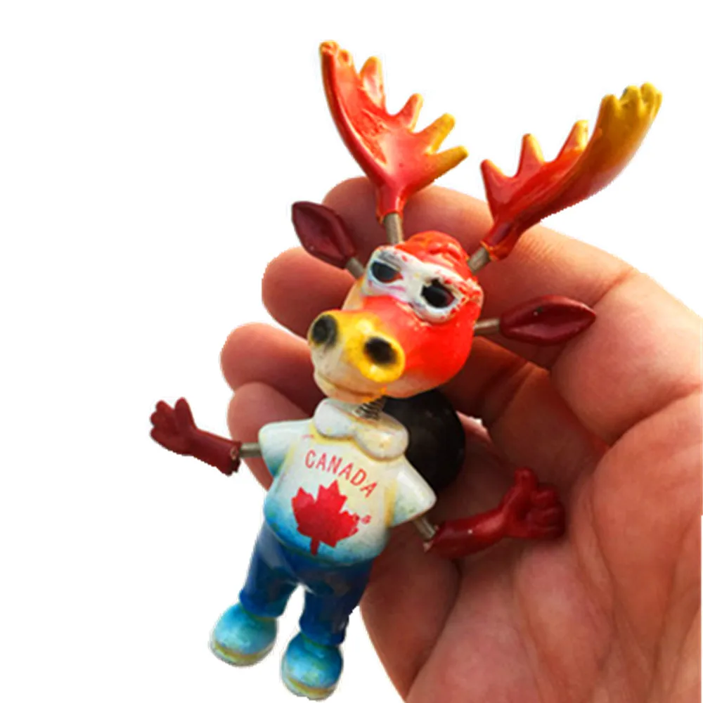 (Special offer) Canada cute cartoon elk spring sling foot magnetic fridge stickers decoration articles handicraft