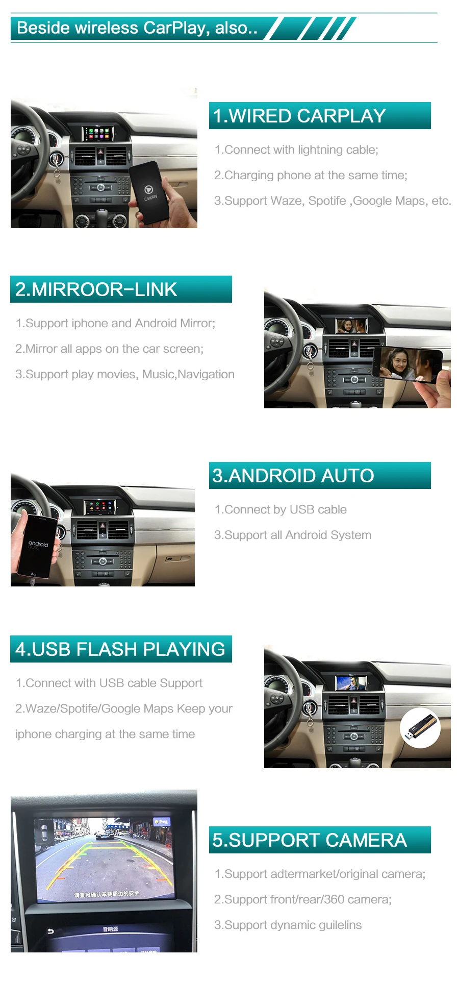 Sinairyu Aftermarket wifi беспроводная Apple Carplay Модифицированная G GL GLA GLK класс 2011-15 для Mercedes NTG4.5 4,7 с обратной камерой