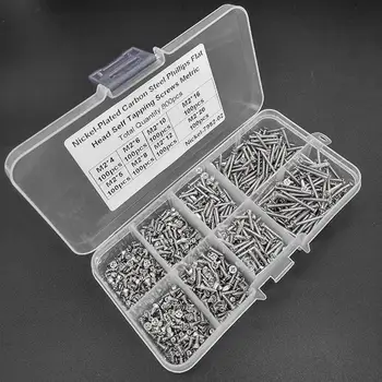 

800Pcs Silver Stainless Steel Self Tapping Assortment Screw Set Lock Nut Wood