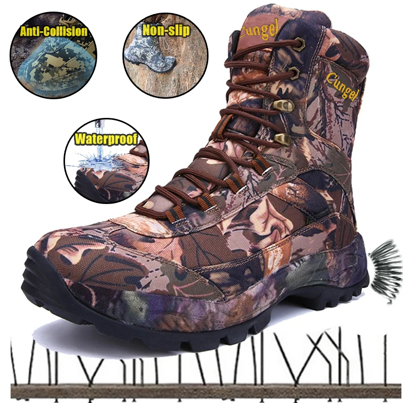 

Hot Sale Waterproof Hiking Shoes Men Outdoor Trekking Shoes Non-Slip Desert Army Combat Tactical Boots Military Hunting Boots