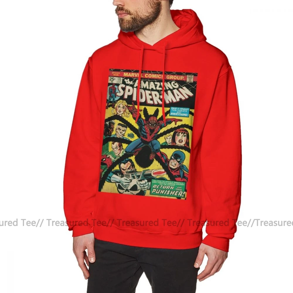 Толстовка с изображением Человека-паука, потрясающие толстовки с изображением героев комиксов, зимний Свободный пуловер с капюшоном с длинным рукавом, XXL, хлопковые мужские милые толстовки - Цвет: Red