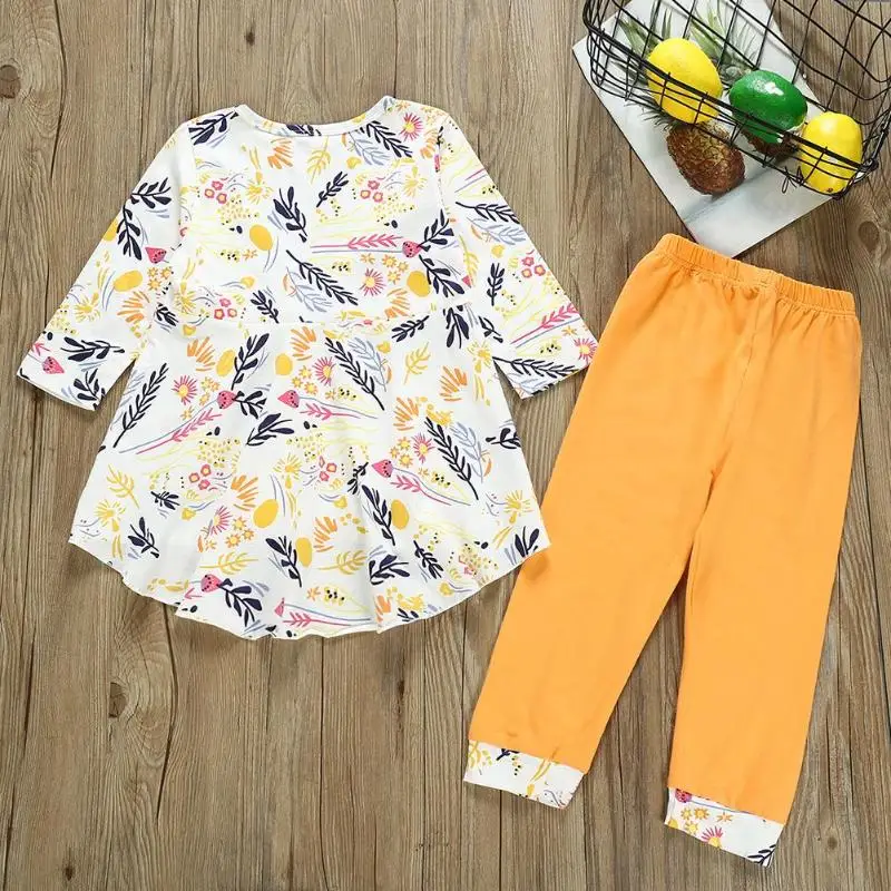 Leisure Baby Girls Clothes Set High-quality Soft Surface Delicate Breathable Long Sleeve Floral Spring Autumn Tops Pants