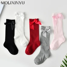 DMROLES-зимние детские носки для девочек и мальчиков, плотные теплые однотонные модные детские носки вязаные хлопковые нескользящие высокие носки для малышей