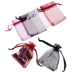 100 шт./пакет сумка-мешок из органзы шнурок мешки для ювелирных изделий, сетчатые мешки подарка контейнер
