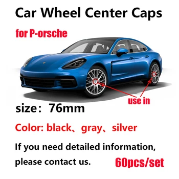 

60pcs 75MM 76MM 3D Gold black red Crest Badge car Wheel Center Caps Rims Covers Emblem Logo For Porsche Car accessories