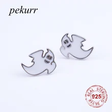 Pekurr белый призрак 925 стерлингового серебра Хэллоуин серьги-гвоздики для женщин аксессуары Мода