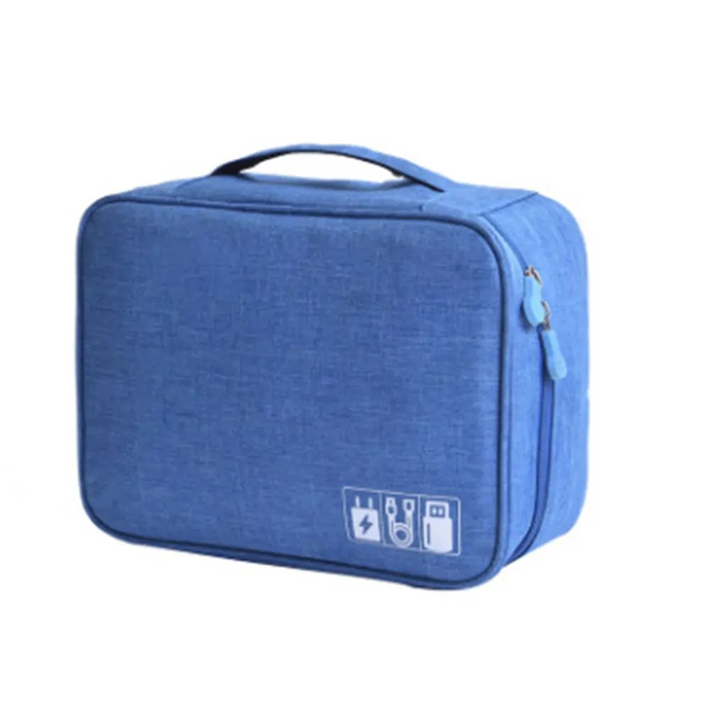 Дорожный Чехол-органайзер для хранения наушников, сумка для хранения, цифровая портативная сумка на молнии, аксессуары, зарядное устройство, кабель для передачи данных, USB сумка-Органайзер - Цвет: blue