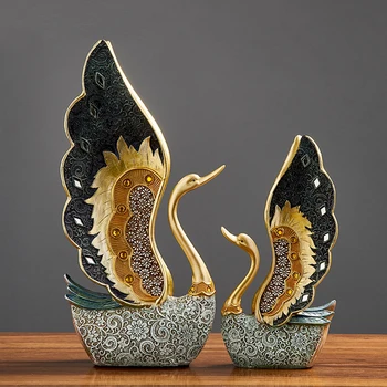 

Home Decoration Accessories A Couple of Swan Statue Home Decor Sculpture Modern Art Ornaments Wedding Gifts for Friends Lovers