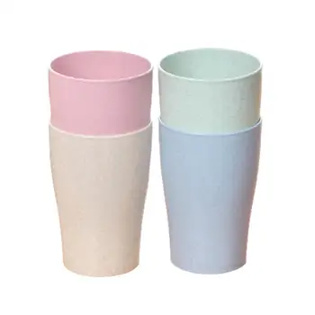 

4pcs Wheat Straw Cup Solid Color Cylindrical Toothbrush Straw Cup Cup Set Wheat Bathroom Mouthwash Four Cup Shape F9K5