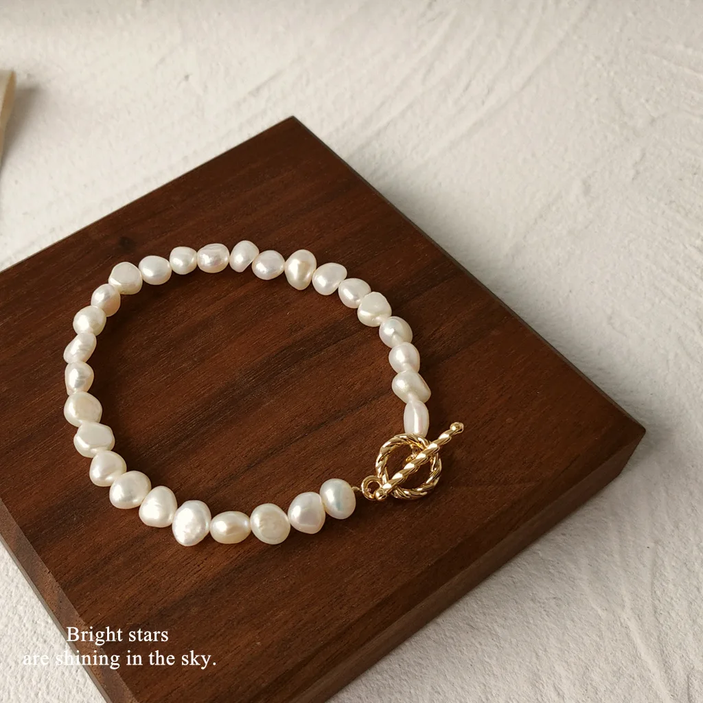 Natural Baroque Freshwater Pearl 14K Gold Filled Elegant Ladies Bracelet Promotion Jewelry For Women Christmas Gift Cheap | Украшения и