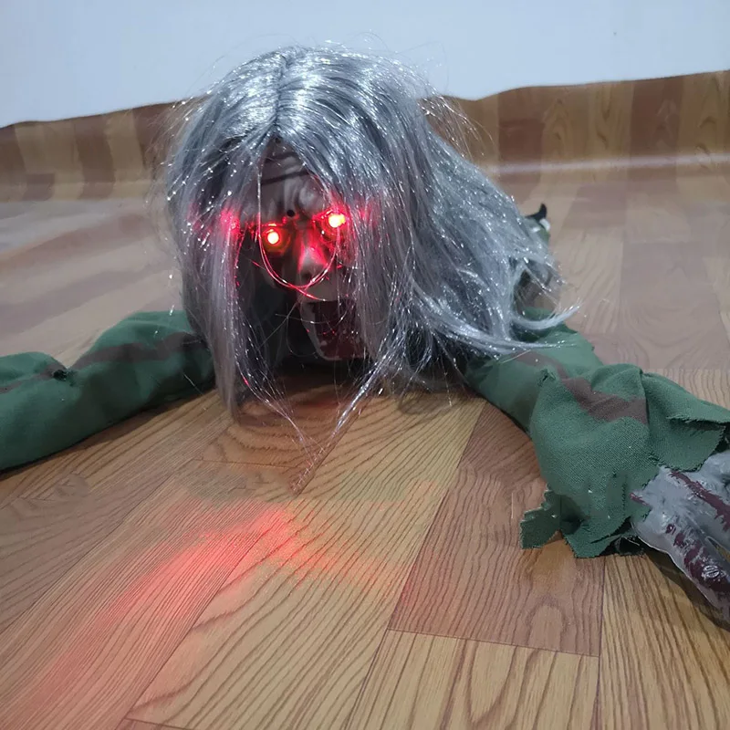 

Creeping ghost electric induction sound control light control room escape haunted house Wearing a wig Halloween crafts toy gift