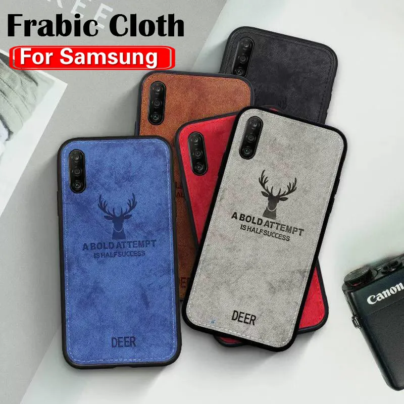 

Frabic Cloth Case For Samsung Galaxy A90 A80 A70 A60 A50 A30 A40S M40 M30 M20 A8 A6 Plus A7 A9 2018 Note10 Soft DEER Back Cover