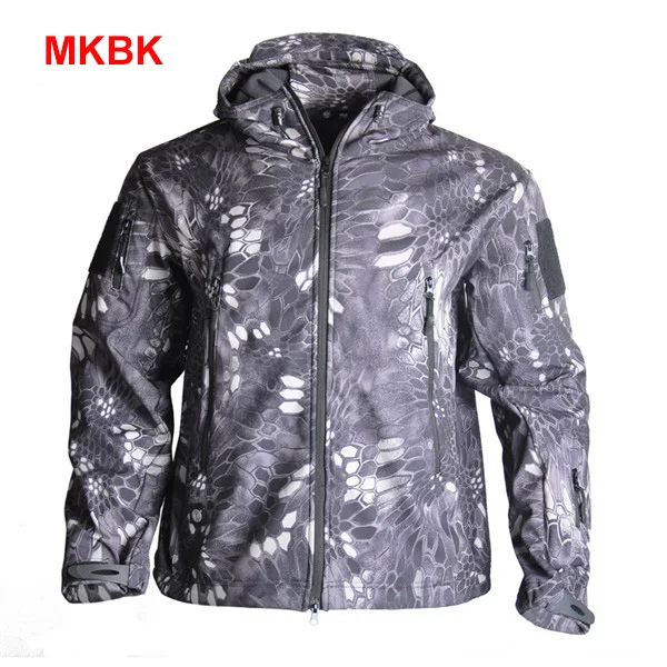 Men Outdoor TAD Jacket Waterproof Tactical Softshell Hooded Jacket Black Green Men Outdoor Jacket Waterproof TAD Coat Shark Skin - Цвет: MKBK