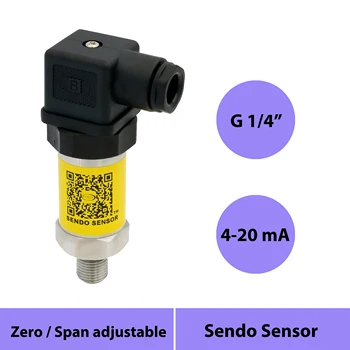 

4-20mA pressure sensor, 12-36V supply, 1MPa/10bar/145psi gauge, G1/4", pressure 0.35 bar, 1 bar, 16 bar, 25 bar, 100 bar, 400bar