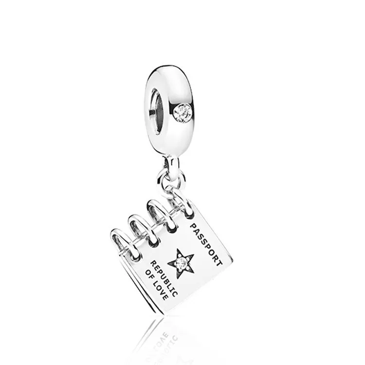 Fit Pandora браслет серебро 925 CZ Сердце Ключ Подвески для лучших друзей S925 DIY Звездная книга буквы бусины для изготовления ювелирных изделий