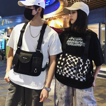 

Tactical Chest Rig Bag Hip Hop Streetwear Women Waist Bags Functional Crossbody Vest Pack Unisex plaid Adjustable Backpack