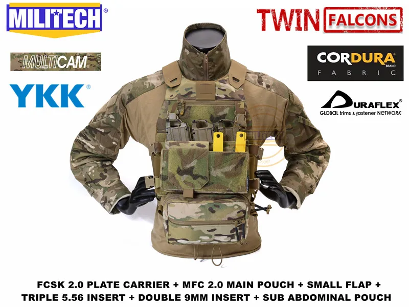 MILITECH FCSK 2.0 Slickster Tactical Plate Carrier Loadout Set Deal With MFC 2.0 Mil Spec Main Pouch And Lower Accessories Pouch