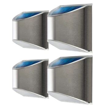 

Solar Wall Lights Outdoor Solar Fence Post and Step Lights, Weatherproof with No Wiring Required Stainless Steel 4-Pack
