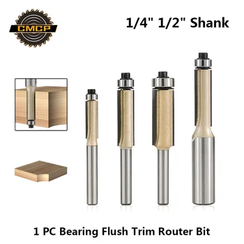 

1pc 1/4" 1/2" Shank Bearing Flush Trim Router Bit For Wood Tungsten Steel Milling Cutter End Mill Trimmer Router Bit