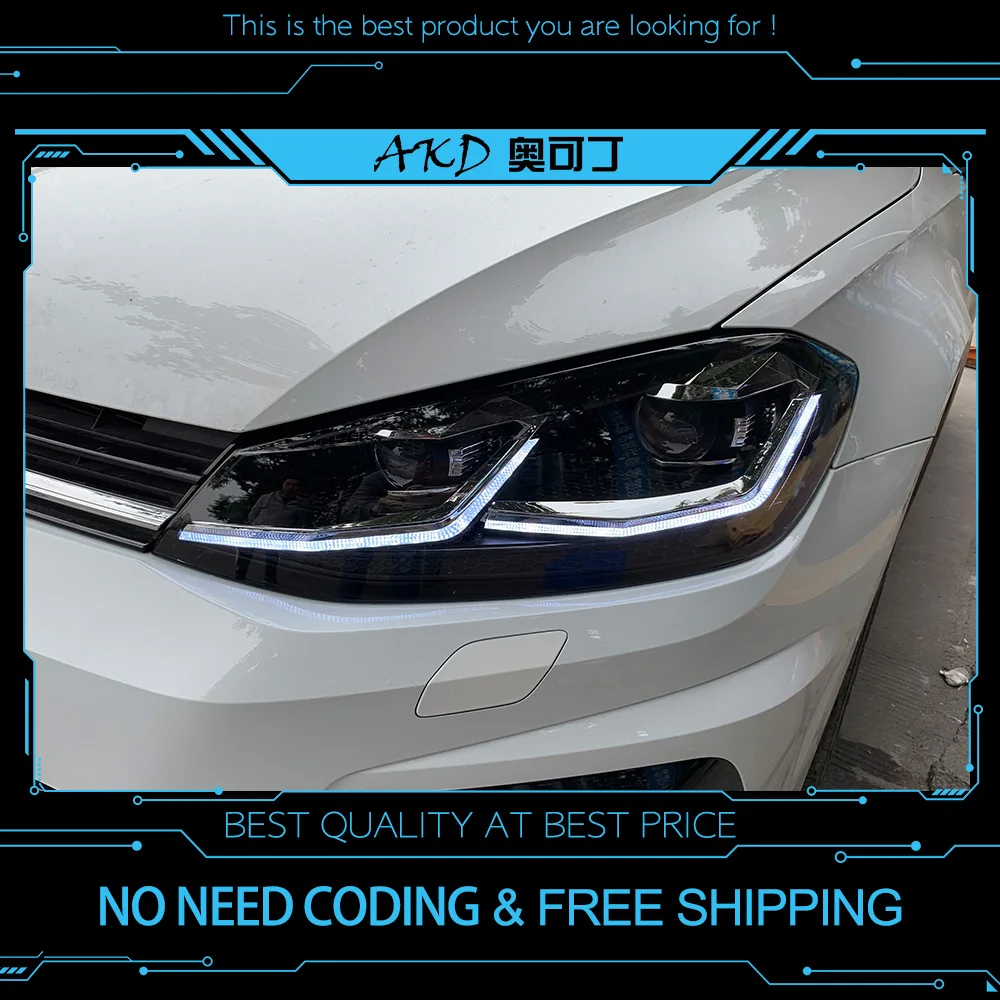 Günstig AKD tuning autos Scheinwerfer Für VW Golk7 Golf 7 MK7 Scheinwerfer LED DRL Lauf lichter Bi Xenon Strahl Nebel lichter engel augen Auto