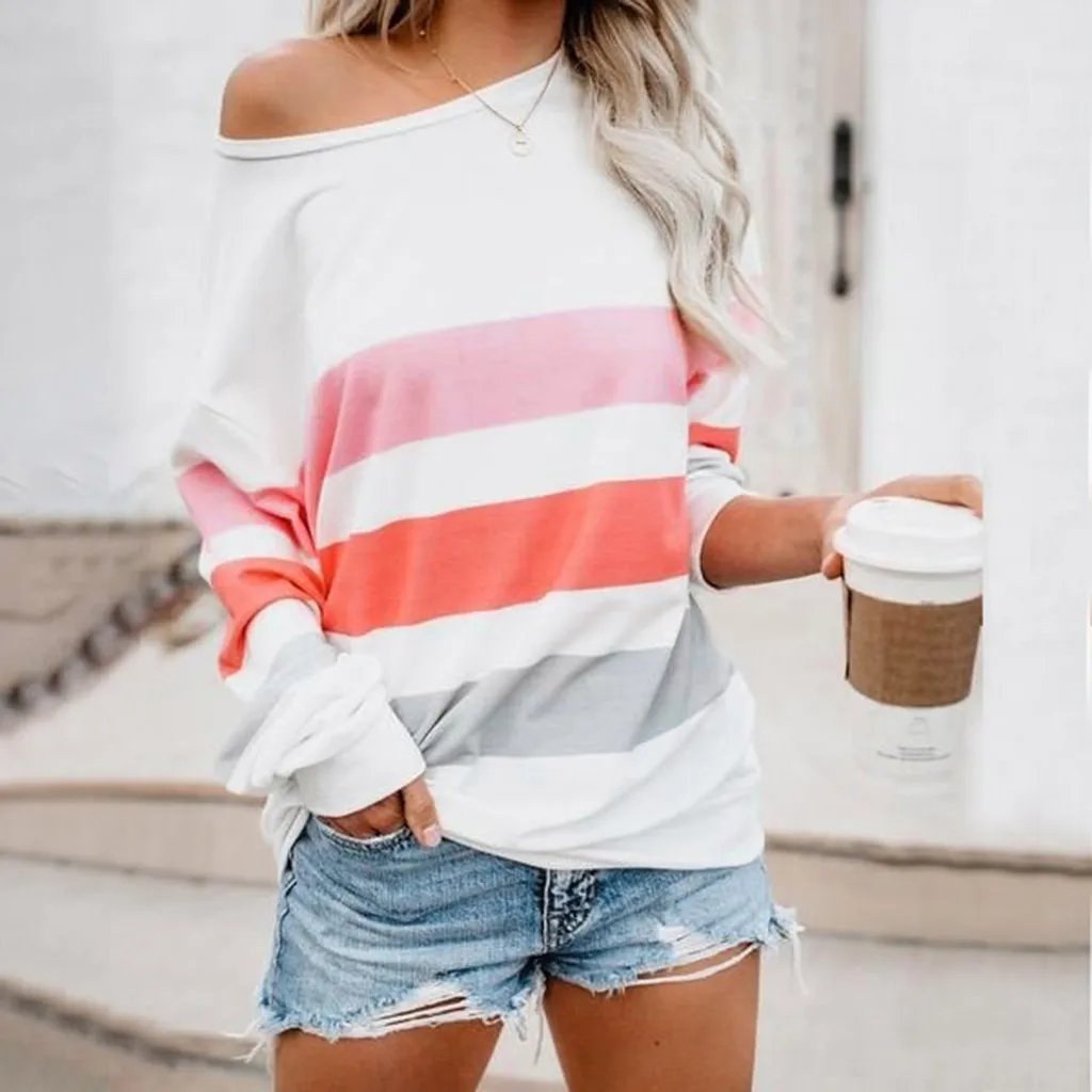 

Women's Shirt 2019 Casual Long Sleeve O-neck Blouse Striped Tops Regular Womens Tops And Blouses Shirt Blusas Mujer De Moda L729
