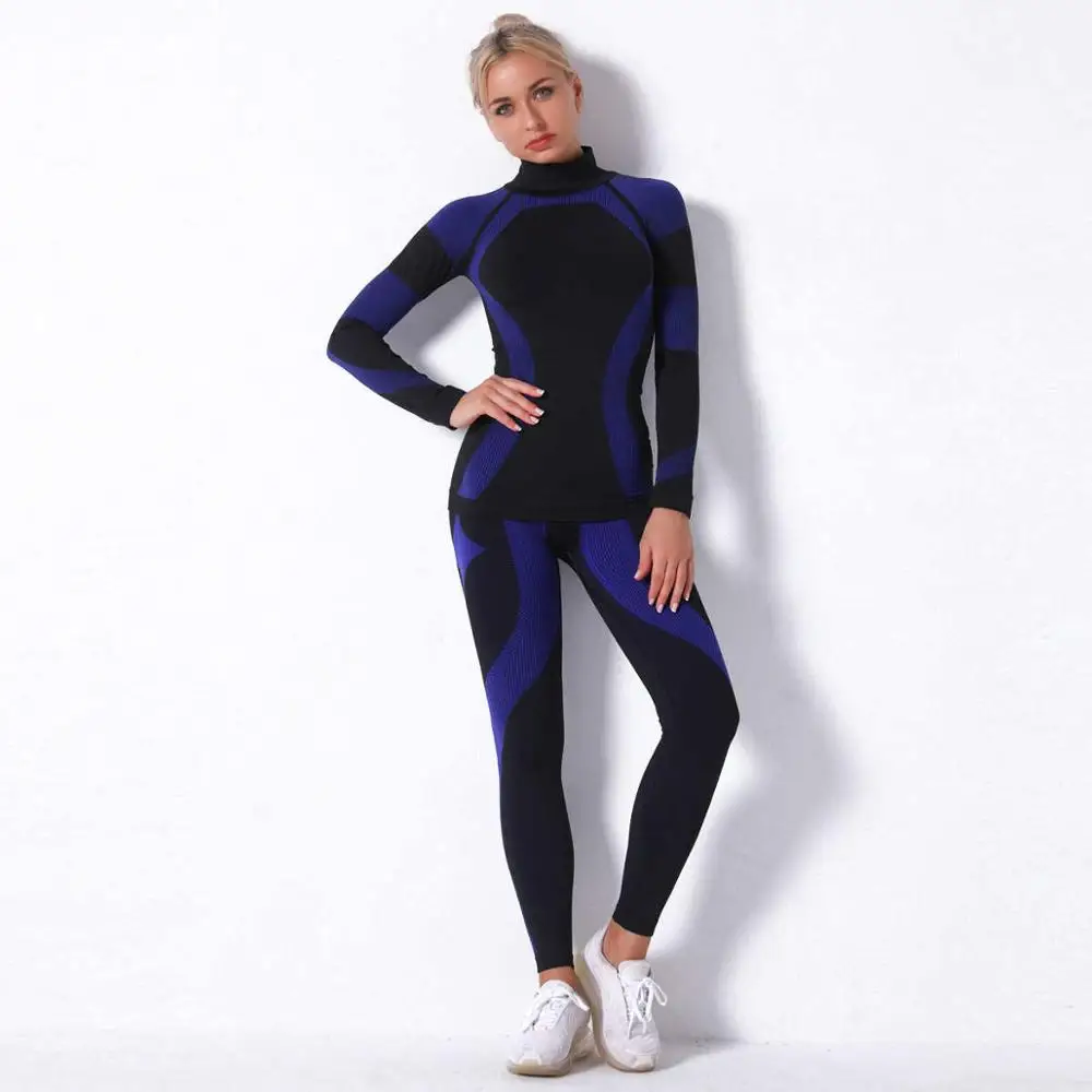 Women Girl Skiing Underwear Set Fitness Workout Thermal Gym Ski Snowboarding Sport Running Yoga Exercise Suit Long Johns 9185 2