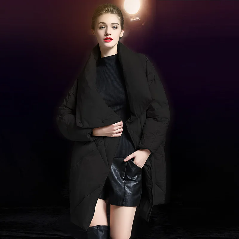 Elifashion, новая зимняя коллекция, модные, толстые, женские, зимние, свободные, пуховики, белые, на утином пуху, женские пальто