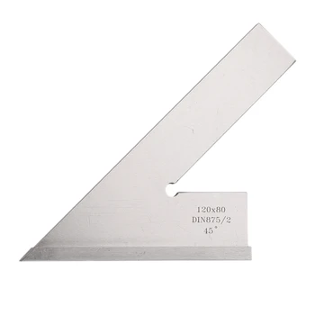 

New DNI875/2 120-80mm 45 Degree Square Ruler with Wide Base Steel 45 Degree Industrial Try Machinist Square with Base