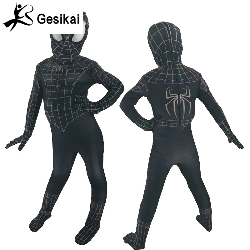 Kids Black Spider Costume 3D Printed Kids Spandex Spider Jumpsuit For Halloween 24 Hrs Shipped Out