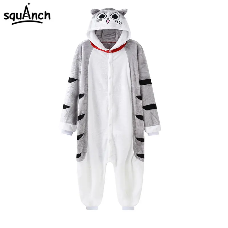 Women Girl Adult Kawaii Cat Onesie With Slippers Kitty Pajama Animal Kigurumis Winter Warm Soft Homewear Party Jumpsuit